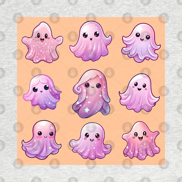 Cute pink ghosts pattern halloween by Andrew World